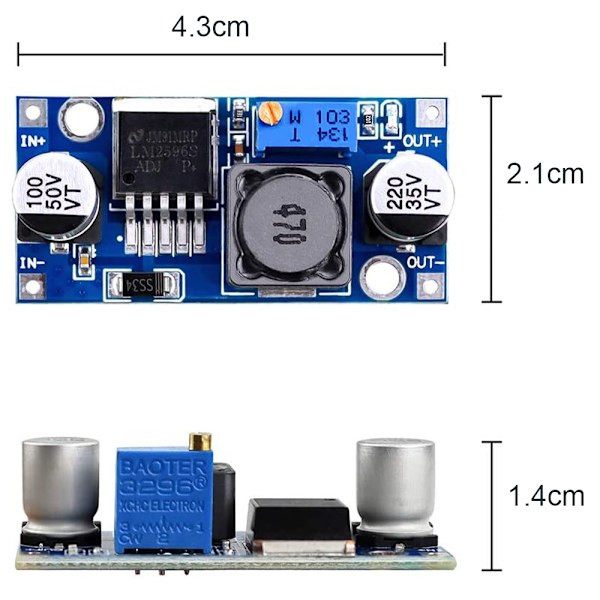 6 stk. LM2596 DC til DC højeffektiv spændingsregulator 3.0-40V til 1.25-35V Buck Converter DIY strømforsyning trin-ned modul