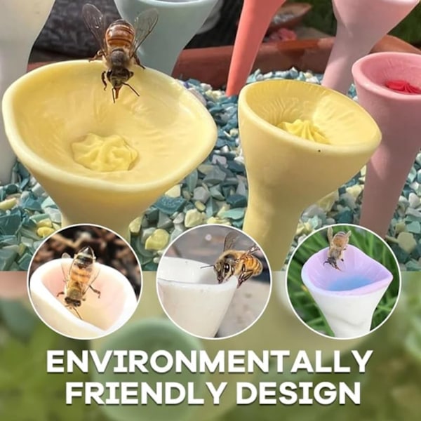 Färgglada bi-drickskoppar - släck törstiga pollinerare! Säker vattensamling för bin - perfekt för svenska trädgårdar ed
