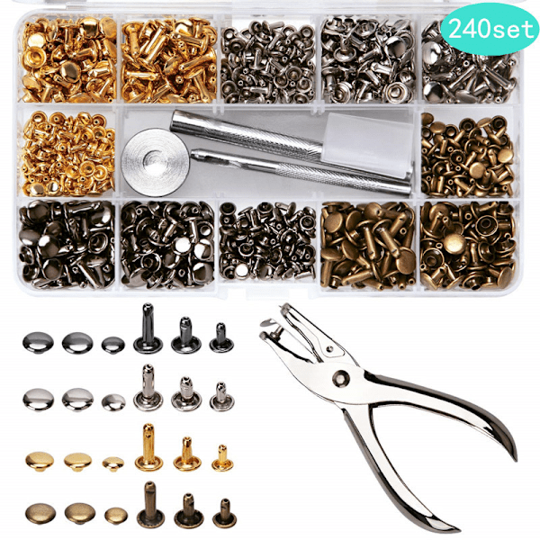 240 stk Lærnagler Dobbel Cap Nagler Kit Med
