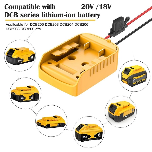 Strømadapter for Power Wheels for 20v batteriadapter Power Wheels batterikonverteringssett med sikring og bryter