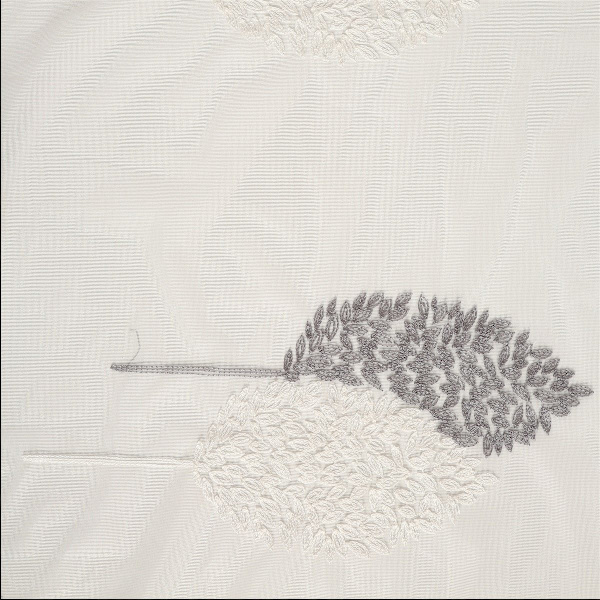 Sæt med 2 hvide gardiner med øjer, broderede gardiner med linnedseffekt, træmønster, hvide grå gardiner, børneværelse, pigeværelse, stue 100 x 250 cm