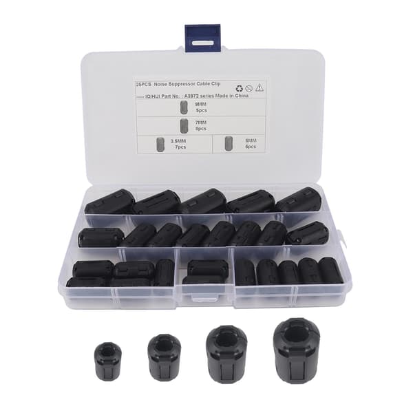 25 x Clip On Clamp Ferrite Core Ring Kit -kaapelikiinnike auto DVR:lle