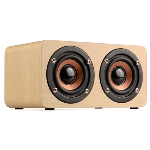 Langaton Bluetooth 4.2 -puinen kaiutin 2 kaiuttimella - Keltainen puu