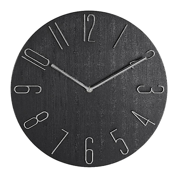 Enkel Väggklocka 30 cm Vardagsrum Hem Väggklocka Mode Sovrum Väggklocka-Svart[qb]