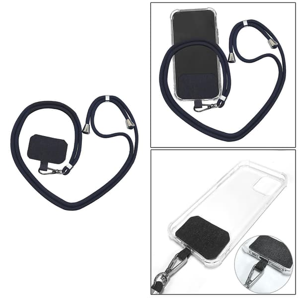 Avtakbar Justerbar Mobiltelefon Lanyard Halsstropp Svart(h})