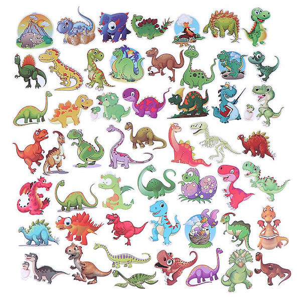 50 stk. tegneserie dinosaur assorterede klistermærker scrapbog kuffert laptop guitar klistermærke