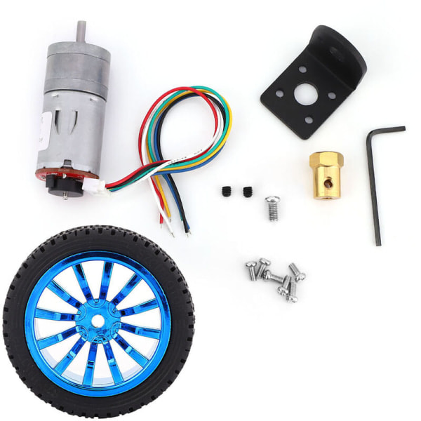 DIY Encoder Gear Motor with Mounting Bracket 65mm Wheelset for Smart Car Robot DC12V (130RPM)