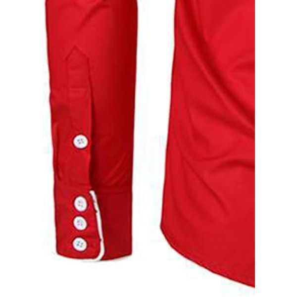 Western Cowboy-skjorte for menn, fasjonabel, slim fit-design, rød 3 Red 3 M