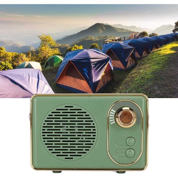 5W-kaiutin, minikokoinen Bluetooth-kaiutin, saatavilla 6 tuntia, retro Bluetooth-kaiutin, vintage, 10 metrin lähetysetäisyys, leirintäkoriste (valkoinen)