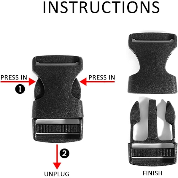 16 stk 20mm brede webbingspenner, sorte plastspenner, spenner