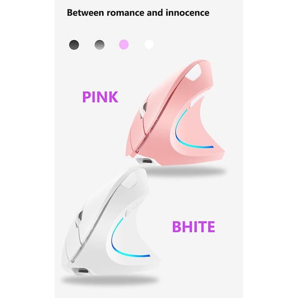 Ergonomisk vertikal gamingmus för höger hand, trådlös USB 2400dpi optisk mus [qb] Pink