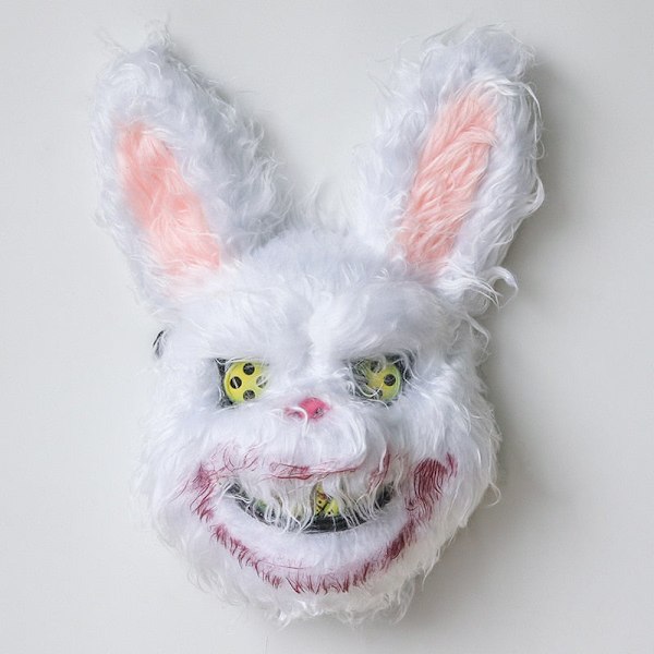 Blodig plyschkaninmask Halloween Ghost Festival Mask Realistisk blodig björn huvudbonad Performance Prop Halloween skräckmask rabbit