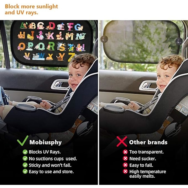 Baby Car Sunshade with UV protection, self-adhesive car window