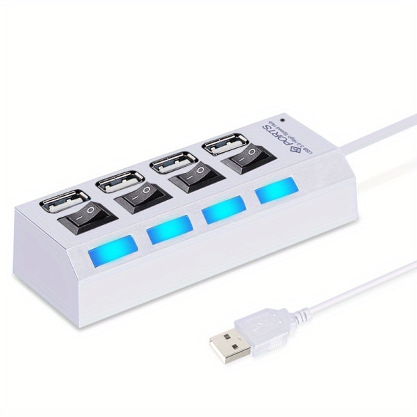 Höghastighets 4/7 portar USB HUB 2.0 adapter expander multi USB splitter multipel extender white 4-port