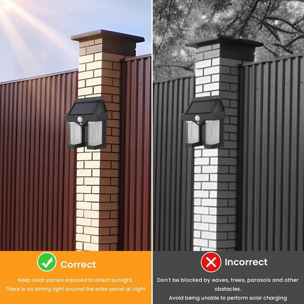 Solcellsdrivna Utomhuslampor 2-pack Rörelsesensor Vägglampa Vattentät Trädgårdsbelysning Varmvit