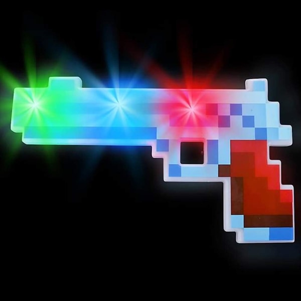 10 tommer lysende pixelpistol legetøj med blinkende LED'er - Cool retro pixeliseret plastikpistol - Videospil festartikler - Unik påskekurv gave til børn