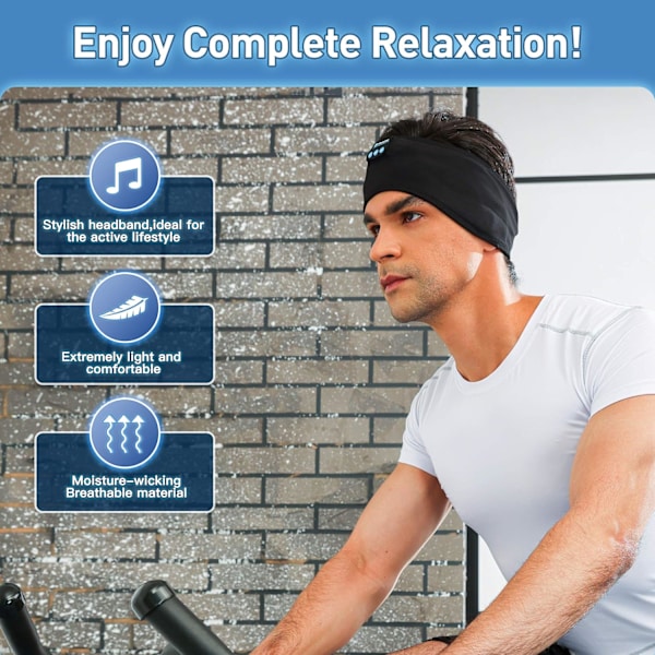 Bluetooth-pannband med sömn-hörlurar Mjuk brusreducerande bluetooth-headset bluetooth headset svart