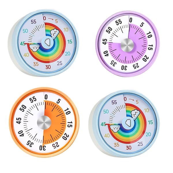 60 minutters mekanisk visuel timer regnbue magnetisk køkken studie nedtællingstimer Rainbow Cloud