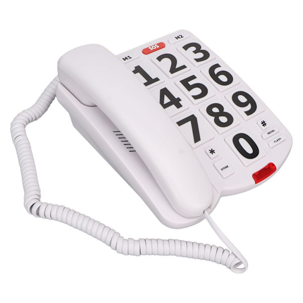 Stor knap telefon enkel klassisk justerbar lyd hjemme fastnettelefoner til seniorer hvid