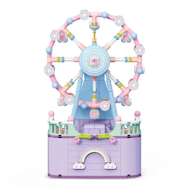 Mikro Klods Karrusel Musikboks – Kreativ Roterende DIY Samlesæt Gave *Lysende version - Karrusel 874 stk* Lighted version - Carousel 874pcs