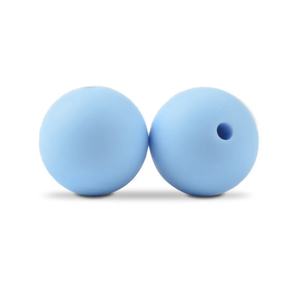 50 stk./lot Silikonperle 9/12/15MM Perle for Smykkelaging Armbånd DIY Smokkekjede Halskjede Smykketilbehør Pastel Blue