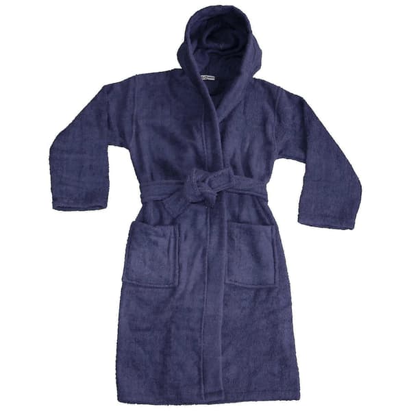 Badehåndkle med hette til barn, 100 % bomullsfrotté badekåpe for gutter og jenter Navy 5-6 Years