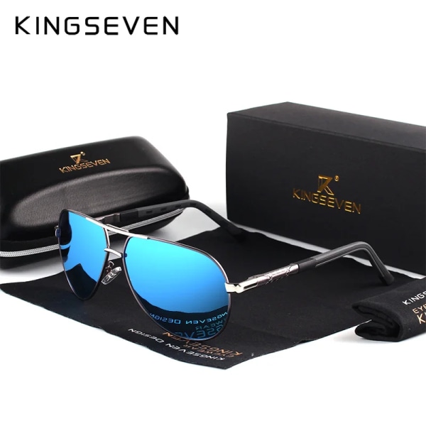 KINGSEVEN Brand Herre Aluminium Magnesium Solbriller Polariseret UV400 Solbriller oculos Herre Briller Solbriller Til Mænd N725 Grå Blå Gray Blue original