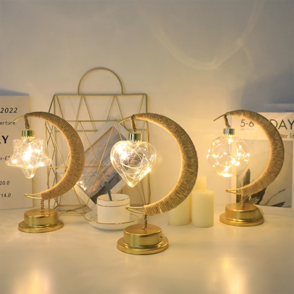 1 st set, LED-bordslampa för Eid, Alla hjärtans dag sovrumsnattlampa, LED-fe-ljus Moon White Ball