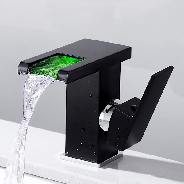 Vandfald LED-badekararmatur, lav sort version short