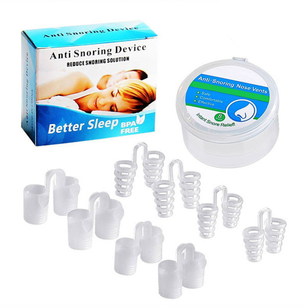 8-pack Snark-Nose-Extender-Klipp Professionell Män Kvinnor Hem Silikon Näsventiler Snarklösning