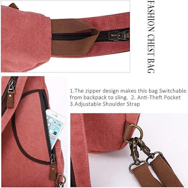 Canvas Sling Bag - Lille Crossbody Rygsæk Skulder Casual Daypack Rygsæk til Mænd Kvinder-WELLNGS