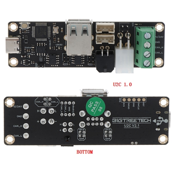 BIGTREETECH U2C-modul har CAN-gränssnitt som kan anslutas till Raspberry Pi-skrivardelar för EBB36 EBB42 3D-utskrift 0.06 U2C 2.1