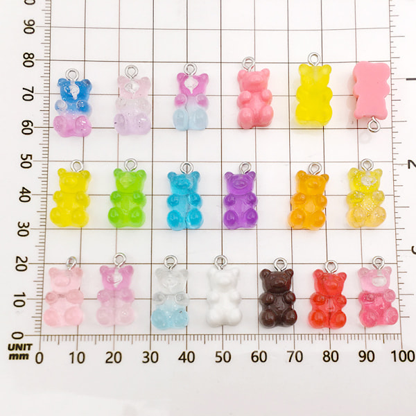 32 blandede gummy bear godteri harpiks sjarm i harpiks for DIY armbånd halskjeder