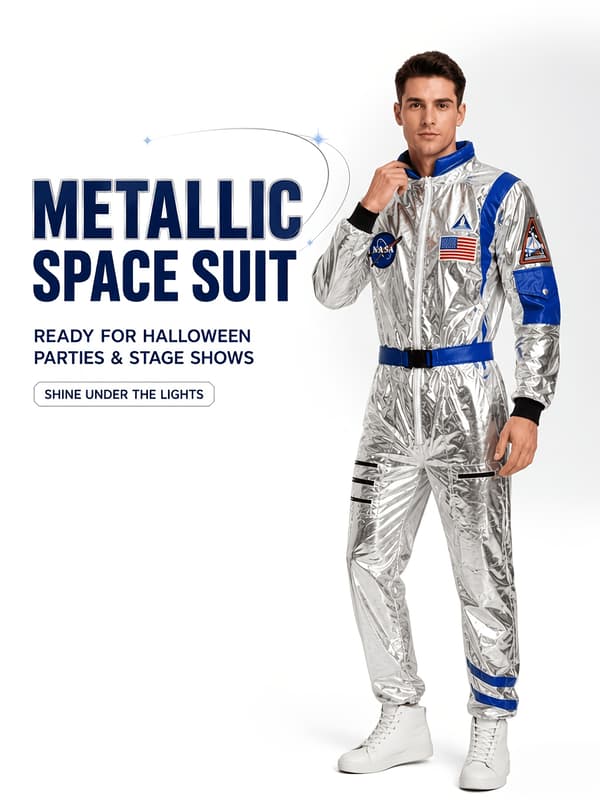 Astronaut-heldragt til voksne mænd til Halloween og karneval XL Blue