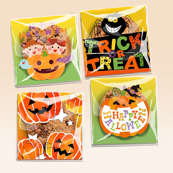 100 stk Halloween slikposer gaveposer kager snacks plast A2
