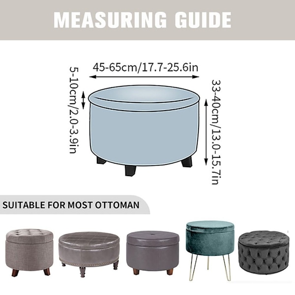 2 ST Round Ottoman Överdrag Förvaringsottoman Överdrag VIT[qb] White