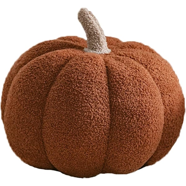 3D Gresskar Pute Fylt Dyr, Fluffy Gresskar Plysj Leker, Gresskar Pute Sofa Pute Gresskar for Hjemmeinnredning Halloween (Brun, 20.32cm)