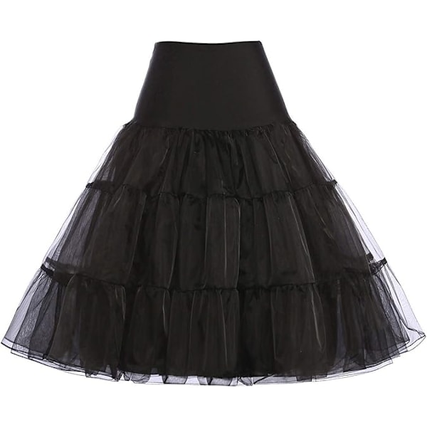 50-talls Petticoat Rockabilly Kjole Krinolineskjørt Tutu for Kvinner ZX Svart Black L