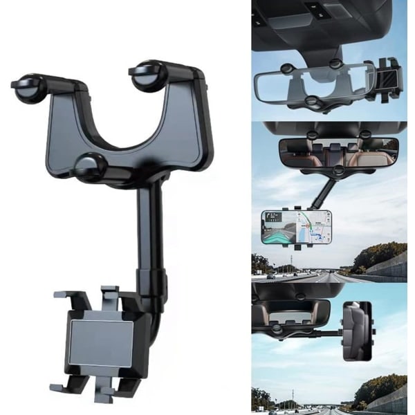Bilbackspegeltelefonhållare, Universal 360 graders roterande C