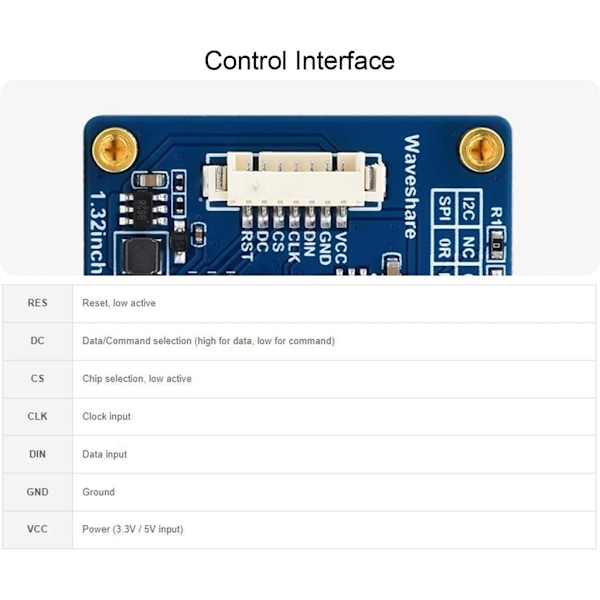 Multifunktionelle 1,32 tommer OLED-moduler 128x96 opløsningsdisplay med 4-leder SPI og I2C-interface til Ardui/Raspberry/STM32[qb]