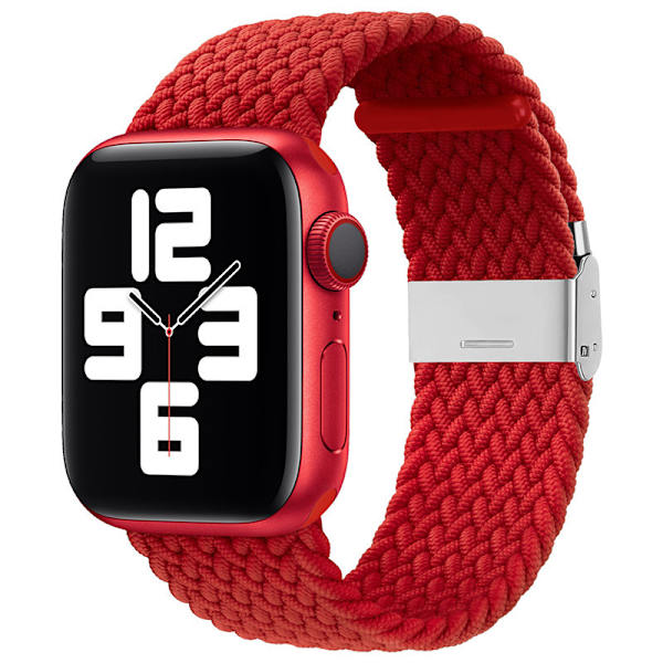 Kompatibel med Apple Watch-remme 40mm til 49mm Rem Flettet Nylon Justerbar Spænde Rem Justerbar Flettet Enkelt Loop Elastisk Sport Rem Rød ed 42mmor44mmor45mm