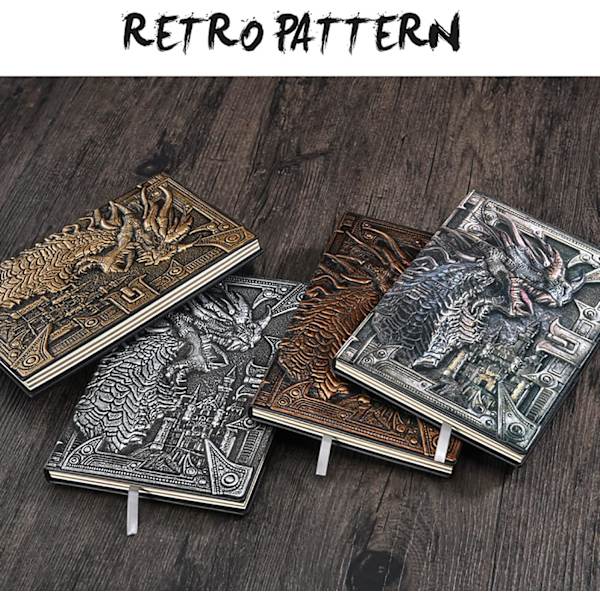 3D-drage-relief-dagbog-skrive-notesbog, hardcover DND-dagbog håndlavet daglig notesbog rejsedagbog, RPG-tilbehør gave til DMs&D&D-spillere
