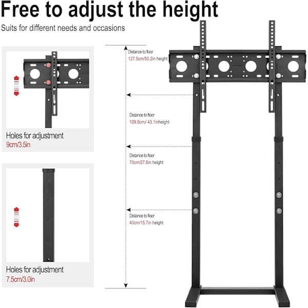 Wisfor TV-stativ, højdejusterbar Universal, til 32 - 65 tommer, VESA 600 x 400 mm, maksimal belastning 40 kg