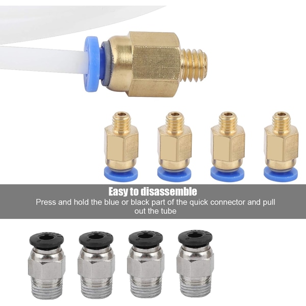 Ptfe-rör Pc4 M6 snabbkoppling 2*Ptfe-rör 4*Pc4M6 snabbkoppling 4*Pc4M10 rak pneumatisk koppling tryck