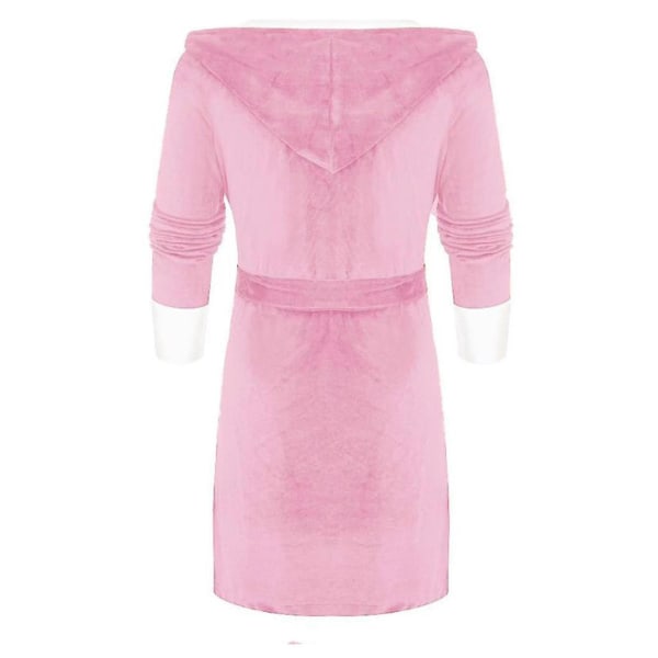 Kvinners Sherpa Fleece Morgenkåpe Myk Morgenkåpe Hettete Frotté Badekåpe Pink