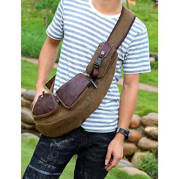 Miesten crossbody-laukku, matkalaukku, vintage-rinnassa oleva laukku, nahkainen olkalaukku, urheilulaukku, messenger-laukku, retro ulkoilukangaslaukku