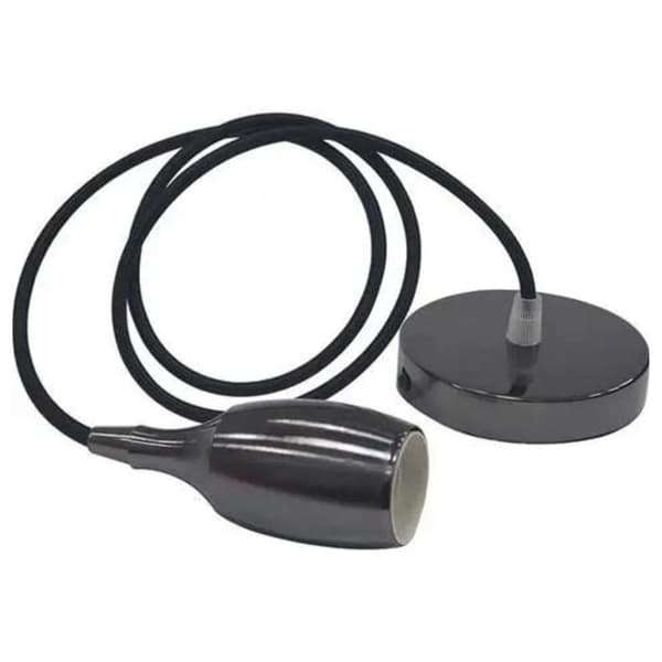 {hw} Kabellampe (1m) Weber sort perle E27 IP20 max 60W Svart pärla