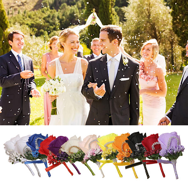 Bryllups Boutonniere Sikker og Genanvendelig Brudgom Tilbehør Broscher Champagne