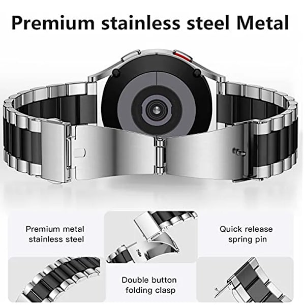 Band+ Etui til Samsung Galaxy Watch 6 5 4 44mm 40mm Classic 46mm 42mm Rustfrit Stål Band Galaxy Watch 3 5 Pro 41 45mm Rem black black