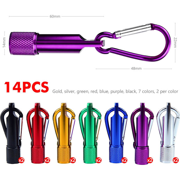14 stycken bärbar mini ficklampa mini LED ficklampa med nyckelring